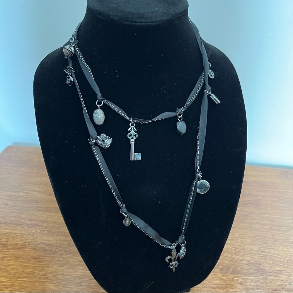 Express goth charm ribbon necklace